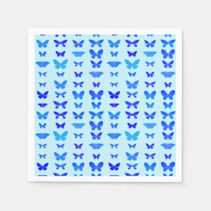 Serviette En Papier Papillons, indigo, fond bleu ciel