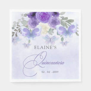 Serviette En Papier Papillons Lilac Floral Russe Quinceanera