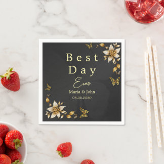 Serviette En Papier Papillons noires élégants Mariage serviettes