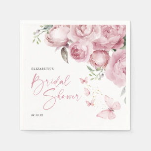 Serviette En Papier Papillons Rose Floral Fête de Mariage