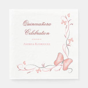 Serviette En Papier Papillons roses & Flèches Quinceañera