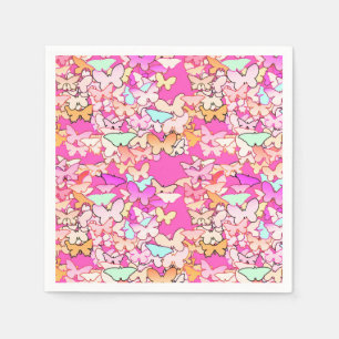 Serviette En Papier Papillons, roses multiples et profondes