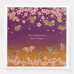 Serviette En Papier Papillons Sakura Blossoms Gold Plum Personnalisé