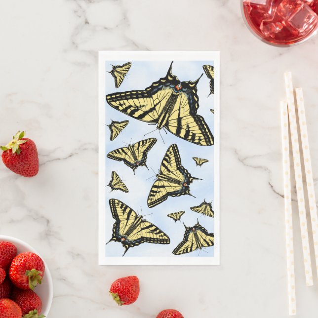 Serviette En Papier Papillons Southwest Yellow Swallowtail Blue Sky (En situation)