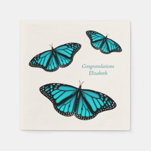 Serviette En Papier Papillons turquoise turquoises personnalisés