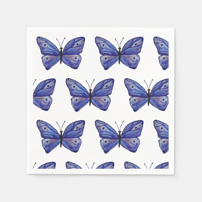 Serviette En Papier Papillons violets serviettes (Devant)