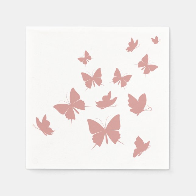 Serviette En Papier Papillons volants roses mignons personnalisés (Devant)