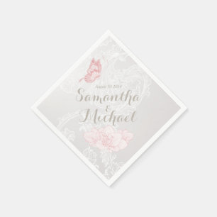 Serviette En Papier Papillons Whimsical et serviettes de dentelle