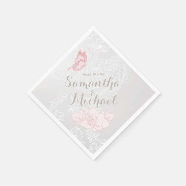 Serviette En Papier Papillons Whimsical et serviettes de dentelle (Coin)