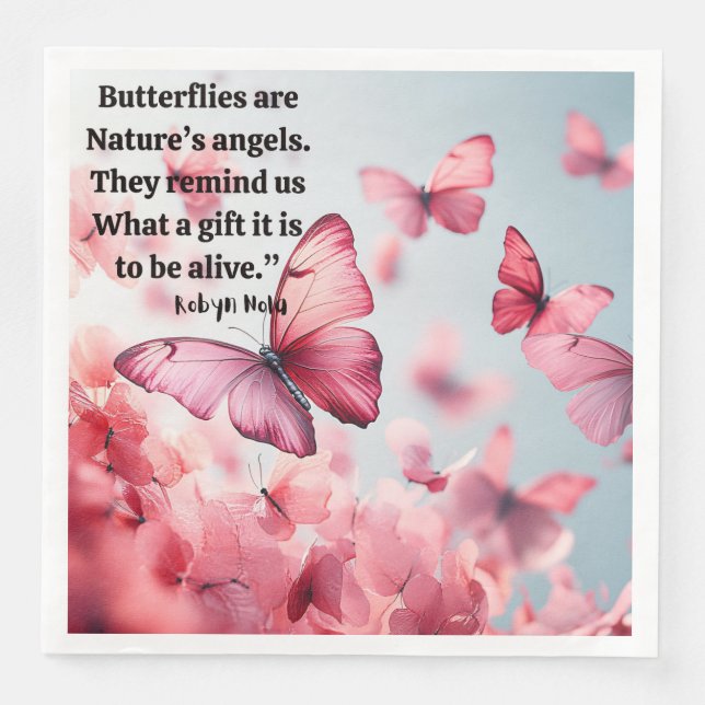 Serviette En Papier Papillons Whimsical rose Napkin (Devant)