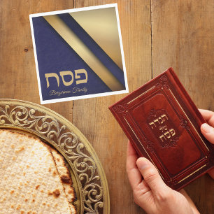 Serviette En Papier Pâque bleu et or