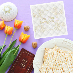 Serviette En Papier Pâque de Seder Hébreu Or Classique