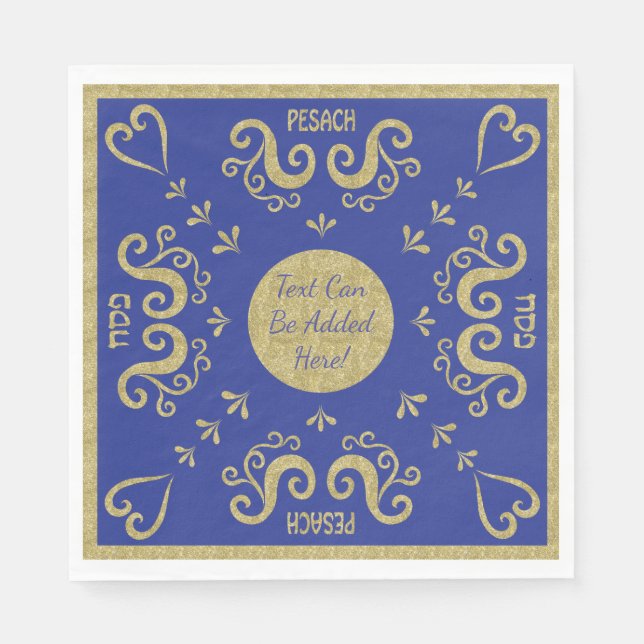 Serviette En Papier Pâques Blanc Standard serviettes Or Elegant (Devant)