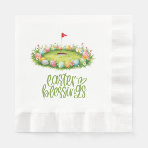 Serviette En Papier Pâques de golf avec un œuf sur le green de putting