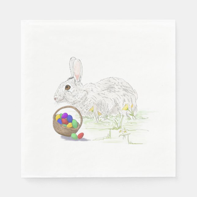 Serviette En Papier Pâques lapin serviettes de déjeuner (Devant)