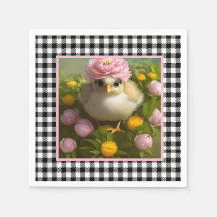 Serviette En Papier Pâques poussins mignons et fleurs