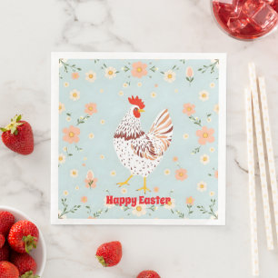 Serviette En Papier Pâques Vintage Vacances au poulet