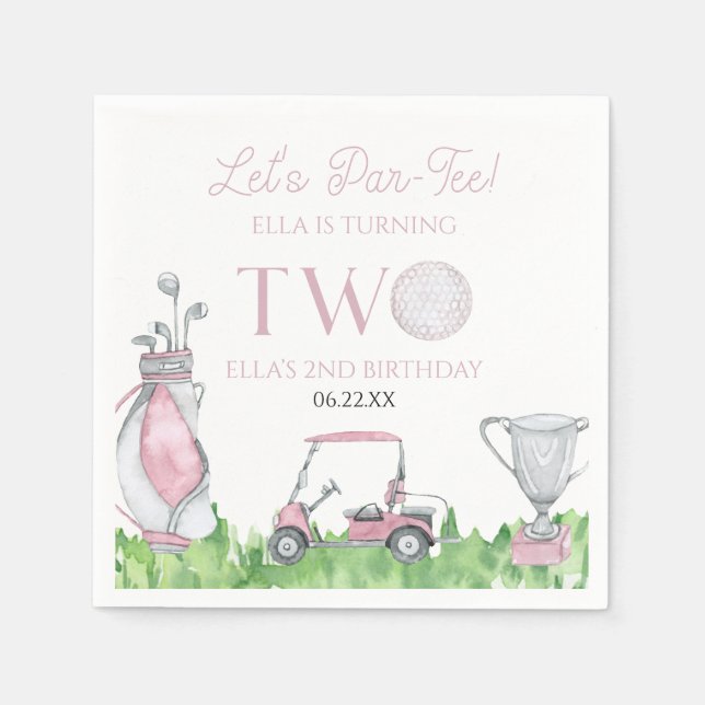 Serviette En Papier Par-Tee Pink Golf 2e fête d'anniversaire (Devant)