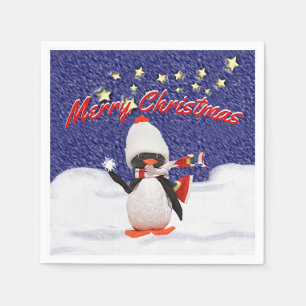 Serviette En Papier Paradis adorable de Noël d'ornement de pingouin