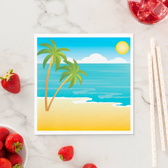 Serviette En Papier Paradis de plage tropicale avec palmiers (Créateur téléchargé)