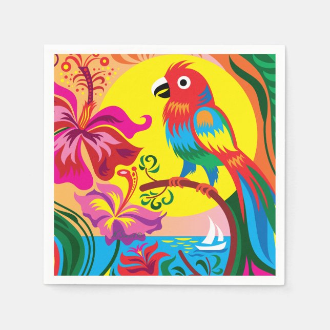 Serviette En Papier Paradis du perroquet tropical (Devant)