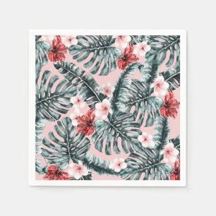 Serviette En Papier Paradis Rose Île Tropicale Floral Botanique