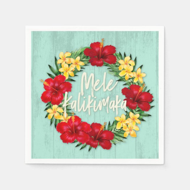 Serviette En Papier Paradis tropical Hawaiian Holiday Wreath Wood (Devant)