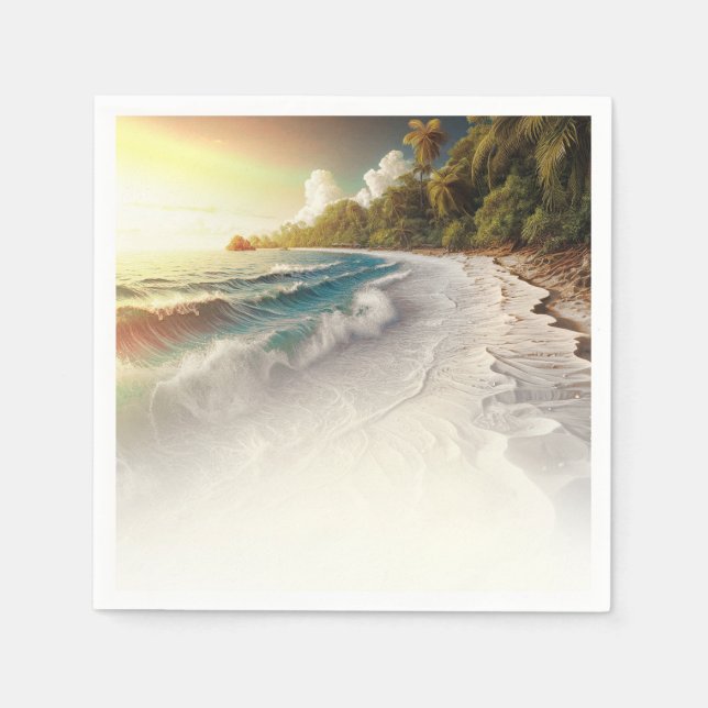 Serviette En Papier Paradise Beach Sunset Rustic Coastal Mariage (Devant)