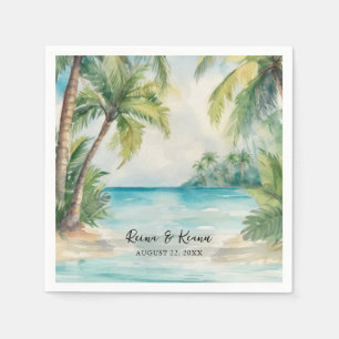 Serviette En Papier Paradise Palms Plage tropicale Mariage