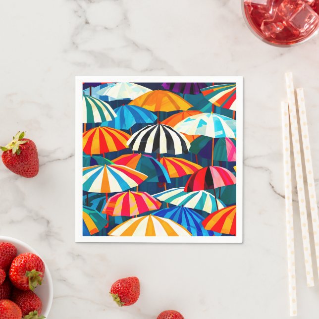 Serviette En Papier Parapluie Abstrait Rainbow Beach (En situation)