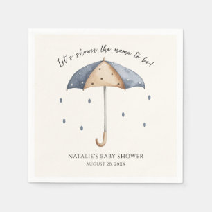 Serviette En Papier Parapluie bleu et Baby shower de pluie