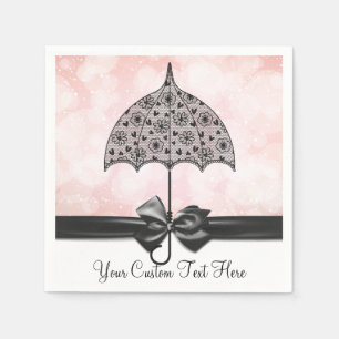 Serviette En Papier Parapluie en dentelle noire Douche rose serviettes