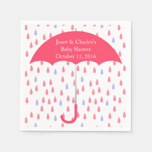 Serviette En Papier Parapluie rose et papier Baby shower de pluie