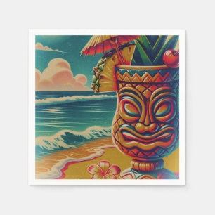 Serviette En Papier Parapluie Tiki Tropical Boisson Vintage Fête Luau