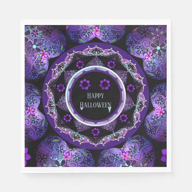 Serviette En Papier Parapluie violet & coeurs.7 (Devant)