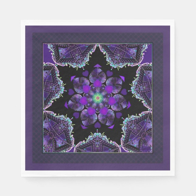Serviette En Papier Parapluie violet & coeurs .7 (Devant)