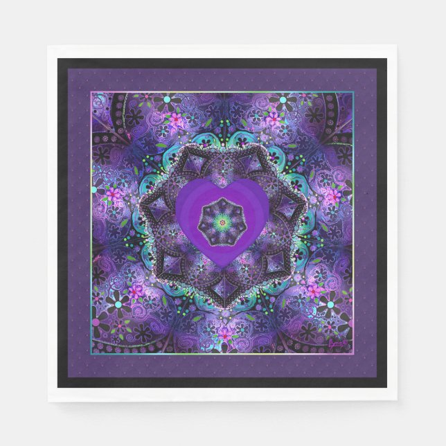 Serviette En Papier Parapluie violet & coeurs .7 (Devant)