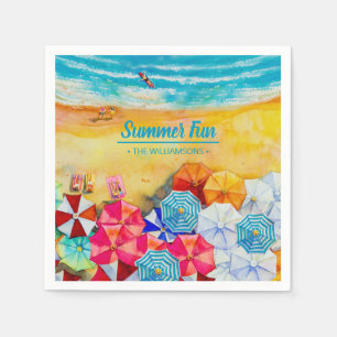 Serviette En Papier Parapluies d'été sur le sable