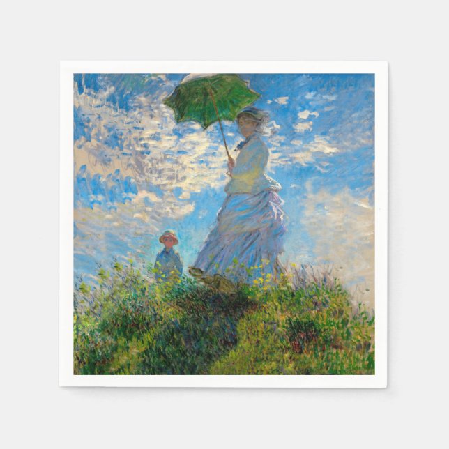 Serviette En Papier Parasol Monet Femme Impressionnisme (Devant)