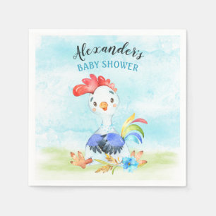 Serviette En Papier Parc de Baby showers Watercolor Booster Rooster