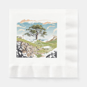 Serviette En Papier Parc national de Northumberland Sycamore Gap Tree