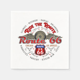 SERVIETTE EN PAPIER PARCOURIR LA ROUTE US 66 BIKER ROAD TRIP MOTORCYCL