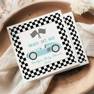 Serviette En Papier Parcours de course bleu - Partir Baby shower