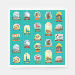Serviette En Papier Parcs nationaux dans les serviettes Turquoises
