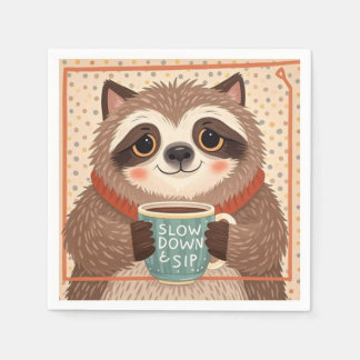 Serviette En Papier Paresseux de dessin animé mignon avec des yeux end