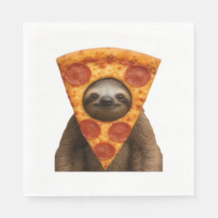 Serviette En Papier Paresseux pizza drôle étrange blague mème mignon j