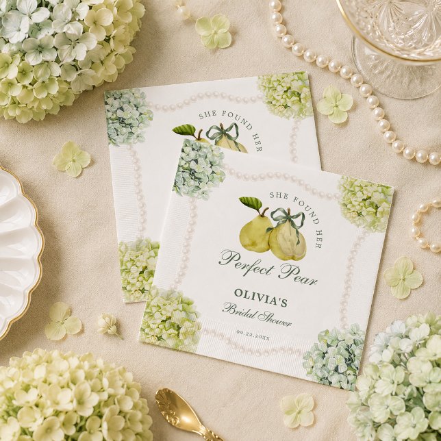 Serviette En Papier Parfait Paire de Poires Hydrangea Verte Enterremen (Créateur téléchargé)