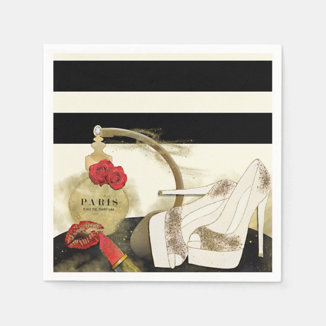Serviette En Papier Parfum de Paris Parfum Roses Talons & Rouge à lèvr (Devant)
