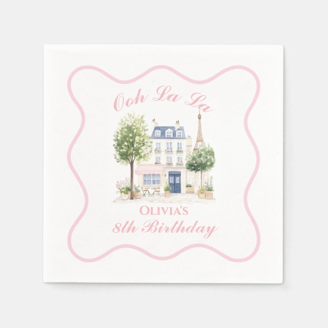 Serviette En Papier Paris Anniversaire Café Parisien Tea Party (Devant)