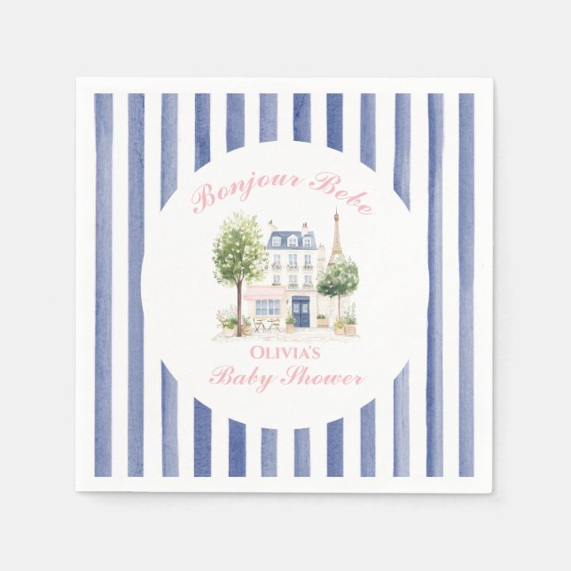 Serviette En Papier Paris Baby shower Café Parisien Tea Party (Devant)